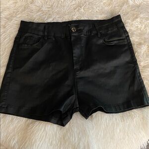Black Faux Leather Shorts